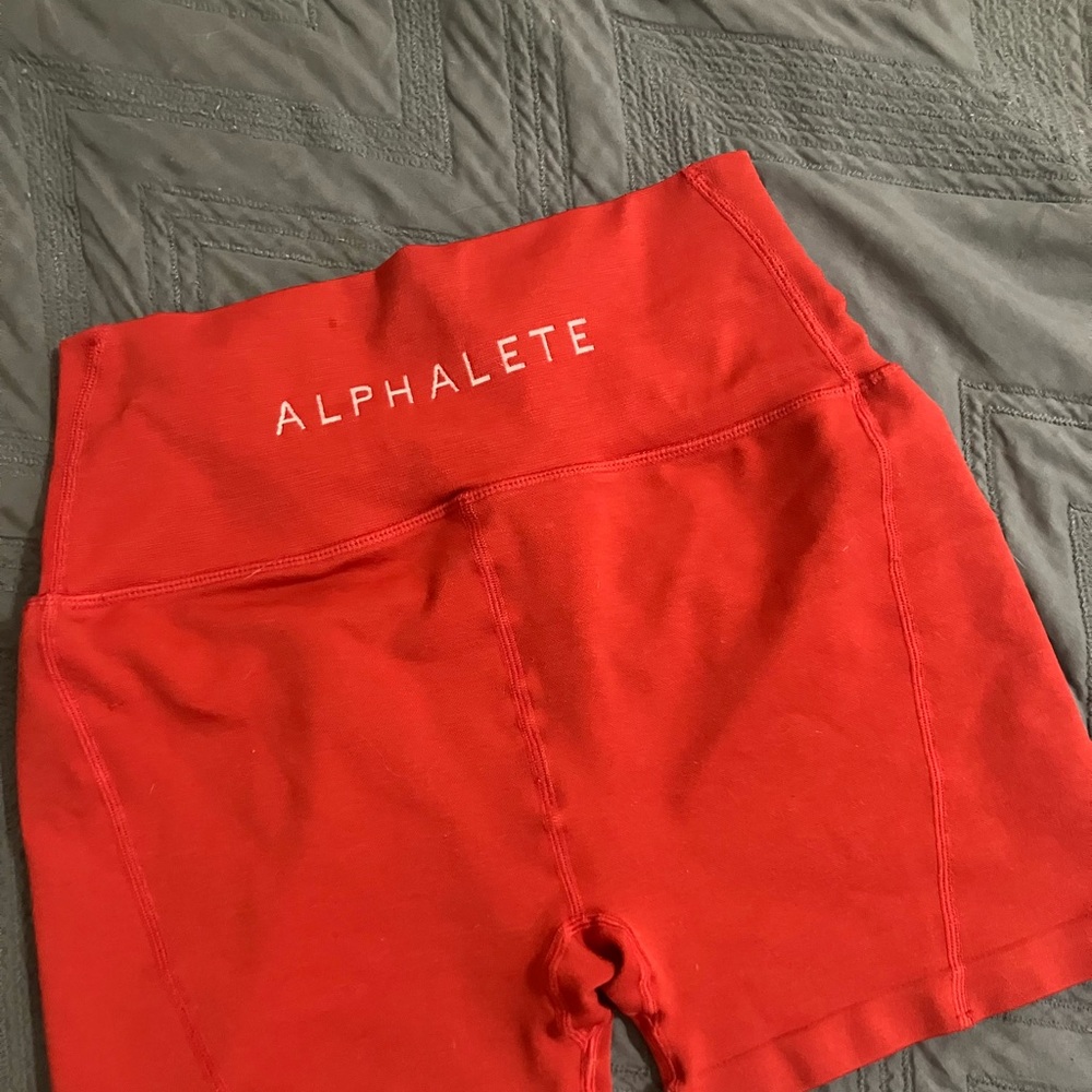 Red alphalete spandex shorts in size M